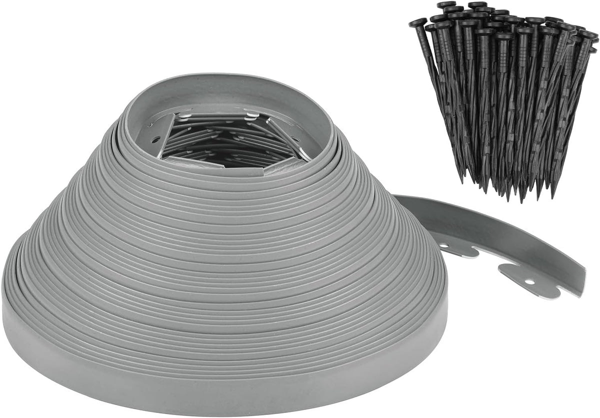 Garden Edging - 100 Feet Plastic Landscaping Edging Border with 93 Pack Spikes Apply to Flower