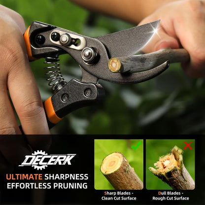 Pruning Shears for Gardening, 8.5" Professional Bypass Garden Scissors & Hedge Clippers for Branch