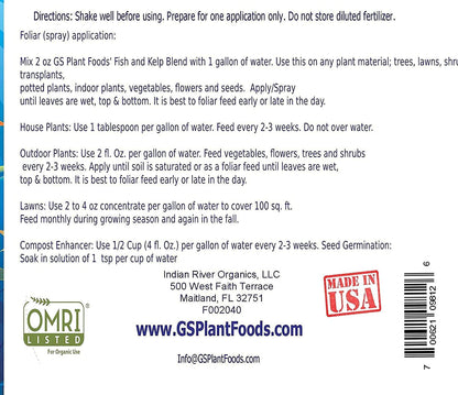 Omri Listed Fish & Kelp Fertilizer by GS Plant Foods (5 Gallons) - Organic Fertilizer for