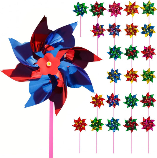 JOHOUSE 100PCS Plastic Rainbow Pinwheels for Kids - Party Favors, Garden Yard Decorations, DIY