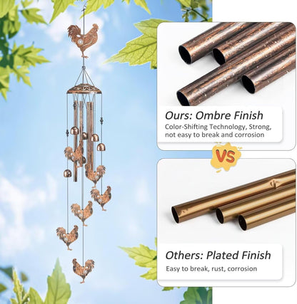 Chicken Wind Chimes for Outside,Gardening Gifts for Chicken Lover，Women，Men，Mom，Birthday Party
