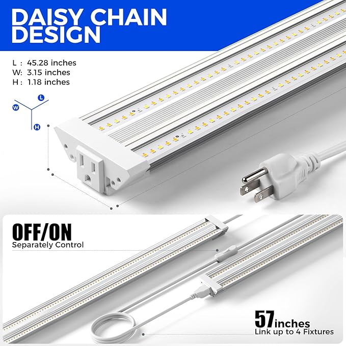 Barrina TX72 4FT Grow Lights for Seed Starting, 72W(500W Equivalent), High PPFD, Full Spectrum with