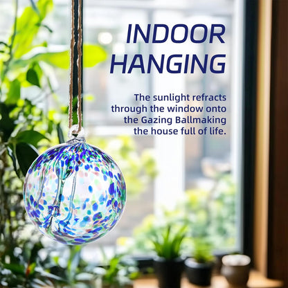 VOREEN 6" Hanging Glass Garden Gazing Ball Hand Blown Glass Witch Ball Christmas Ornament