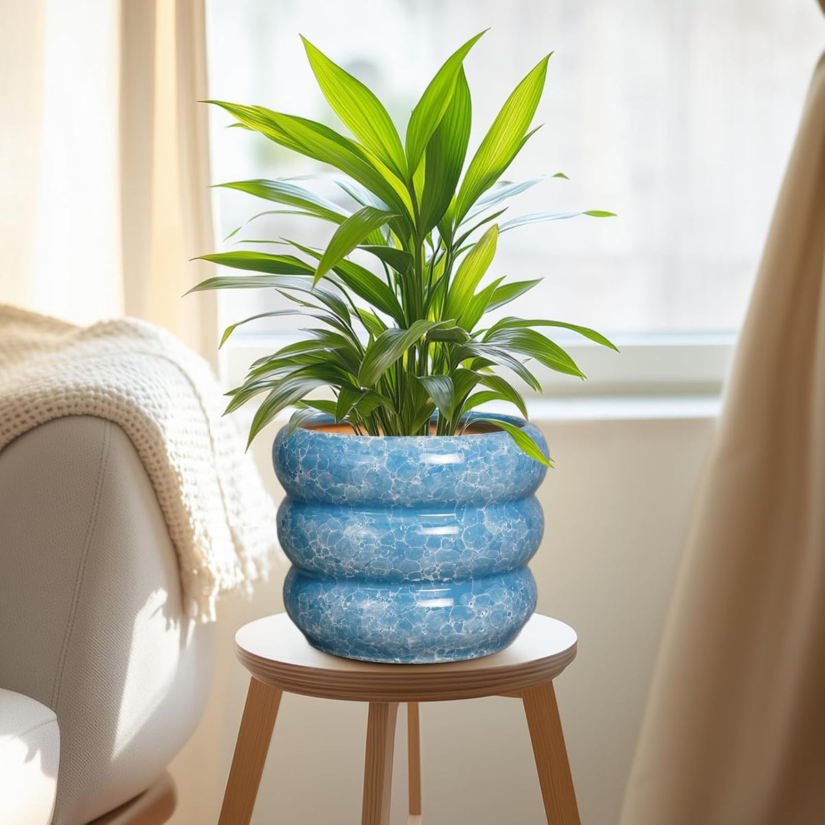 SQOWL 8 Inch Plant Pot with Drainage Hole - Ceramic Pot for Plants Outdoor Planter for Indoor