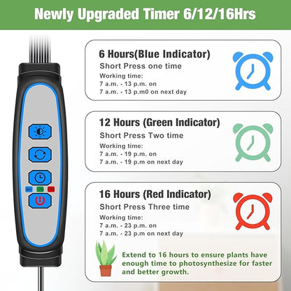 Grow Lights for Indoor Plants, 16" Full Spectrum Plant Grow Light Strip with Upgrade Timer 6/12/16
