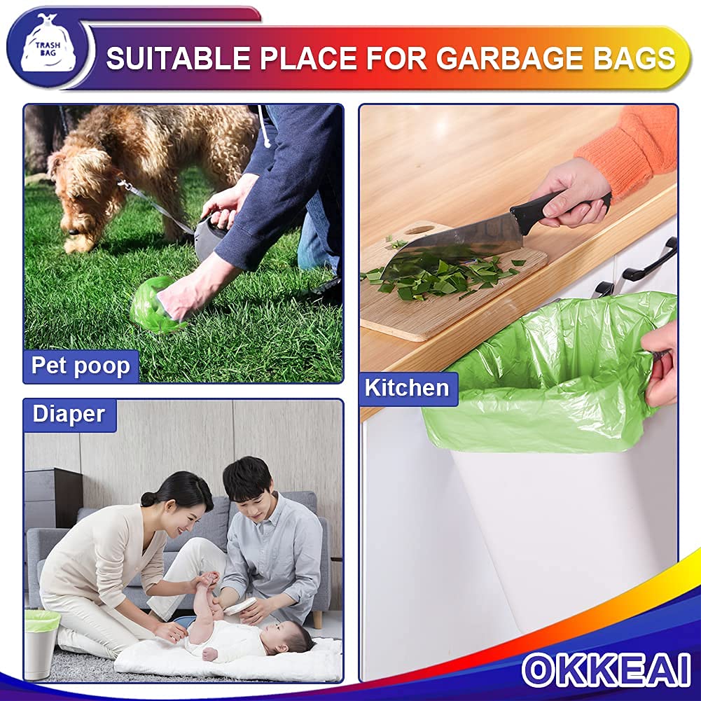 OKKEAI 3 Gallon Small Trash Bags 100 Counts Small Trash Can Liners Garbage Bags Mini 10L