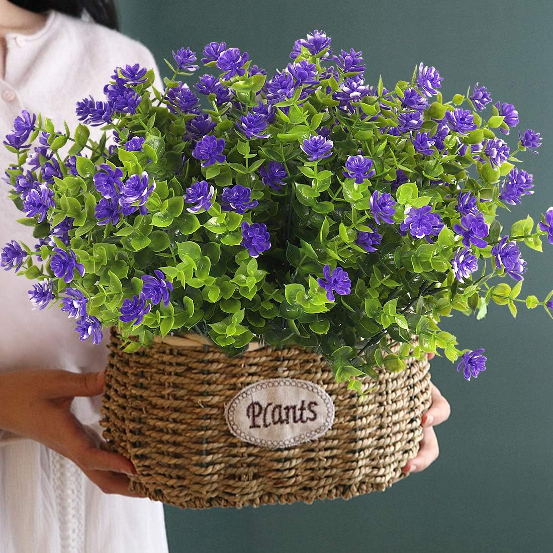 RECUTMS Artificial Flowers Outdoor Plastic 8 Branches Faux Plastic Corn-Flower Greenery Shrubs