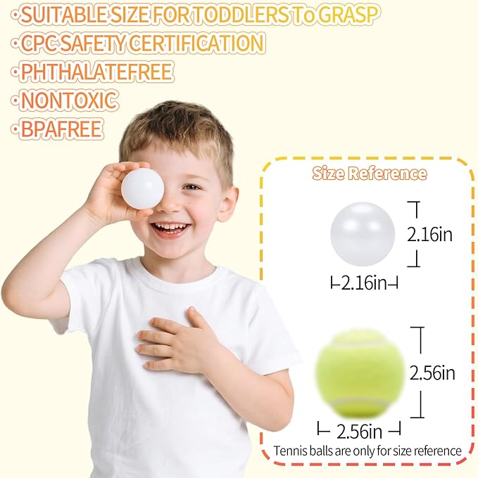 Ball Pit Balls for Kids, Plastic Refill 2.2 Inch Balls, 100 Pack, Bright Colors, Phthalate and BPA