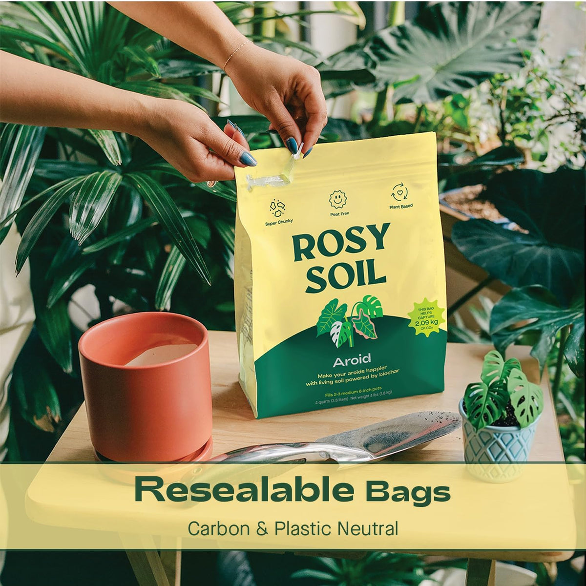 Rosy Soil Aroid Soil Potting Mix - Peat-Free, Microbially Active Biochar Powered Soil for Aroids