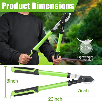 23" SK5 Dual-Blade Loppers Cuts 2" Dry/Wet Branches - Triangular Steel Tube & SecureLock, Heavy