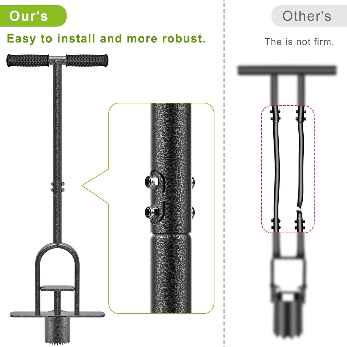 Dolibest Sod Plugger Tool, Grass Plugger Tool with Dual Pedals & Foot Ejector, Bulb Planter W/Sharp