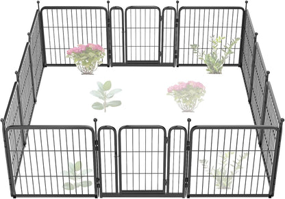 FXW Garden Fence Outdoor for The Yard – 24in(H) x 22.8ft(L) Heavy Duty Metal Animal Barrier for Dog
