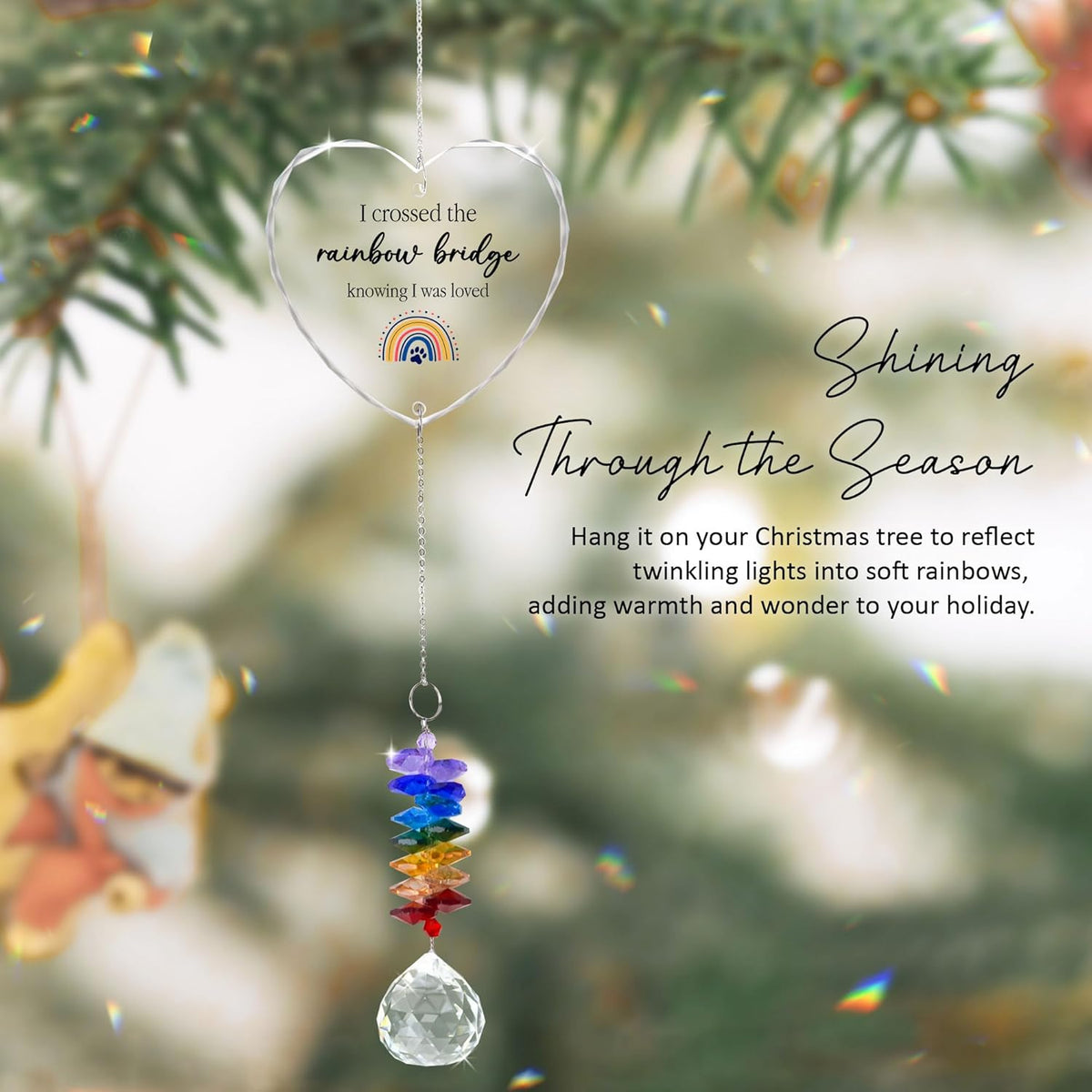 Pet Memorial Suncatcher Dog Cat Loss Sympathy Gift - Rainbow Crystal Prism - Bereavement Keepsake