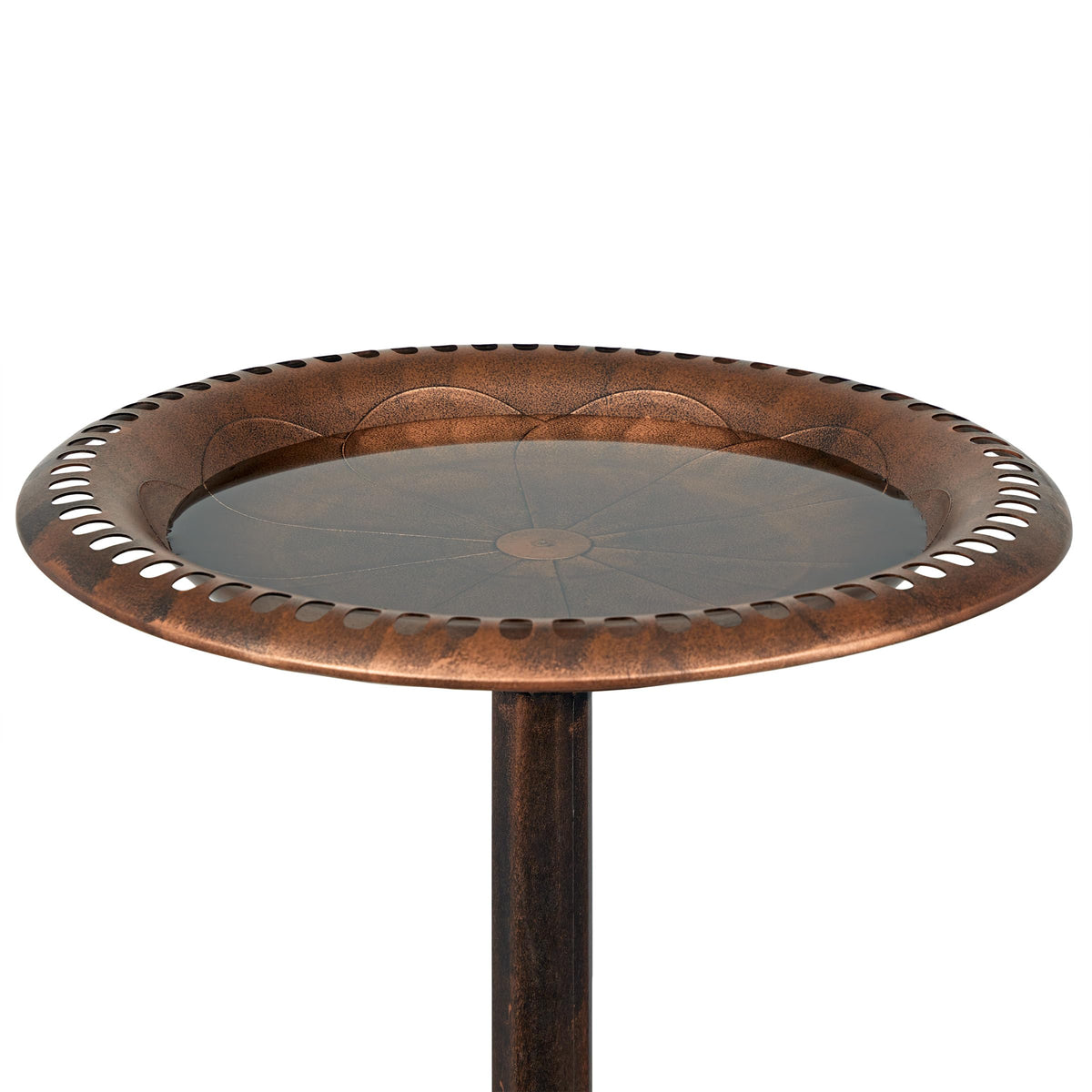 Alpine Corporation | 28" Bronze Outdoor Pedestal Birdbath with Scrollwork Base and Ground Stakes