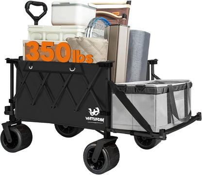 Whitsunday Collapsible Folding Wagon Heavy Duty Utility Beach Wagons with Opened Tailgate and