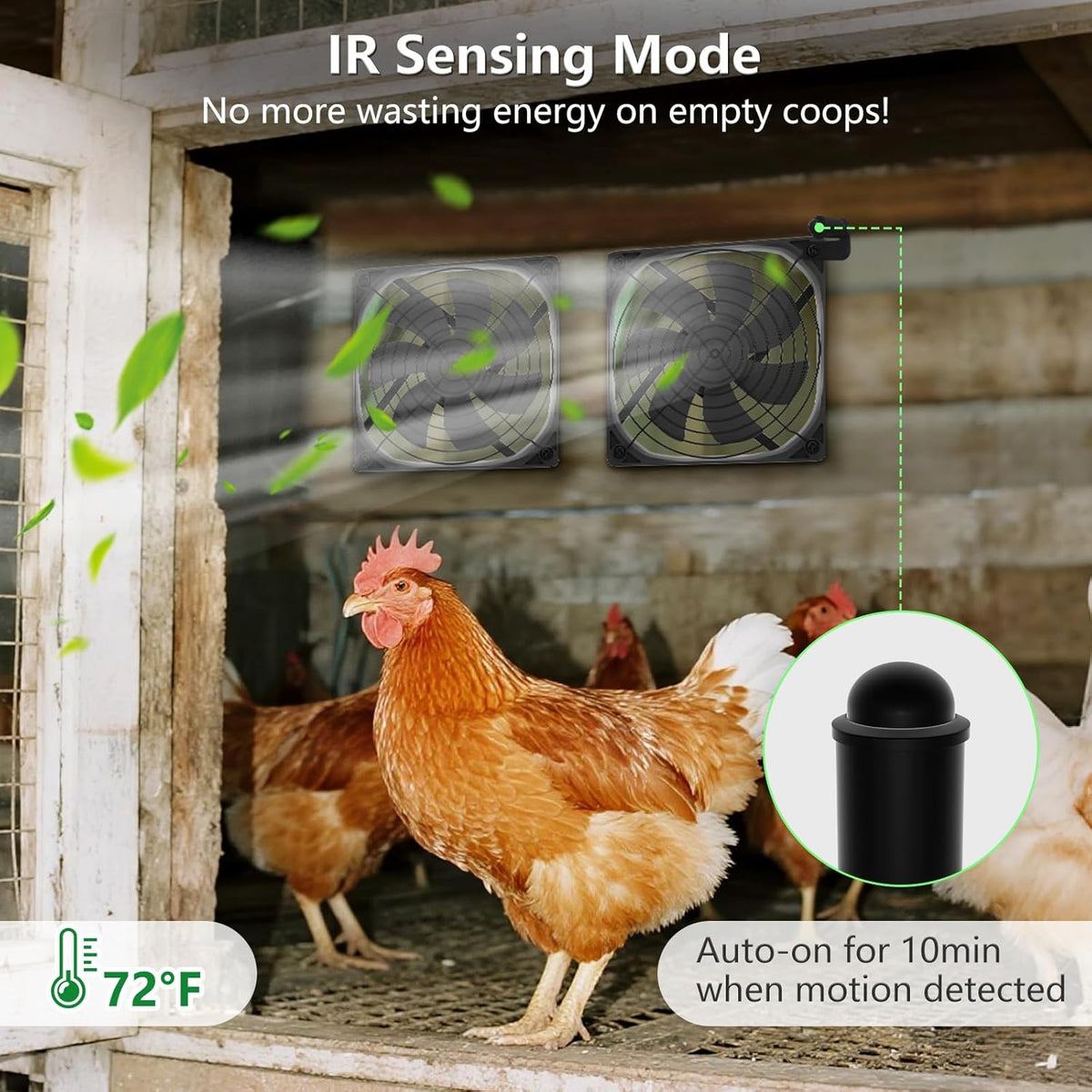 25W Solar Fan for Chicken Coop with Battery, Solar Exhaust Fan for Shed & Greenhouse, 3 Modes