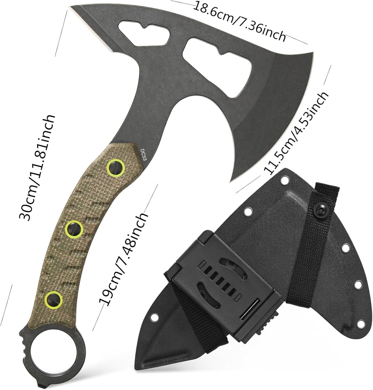 C1392 Camping Axes,DC53 Steel Blade with Micarta Handle Chopping Axe Bushcraft Camping Axes