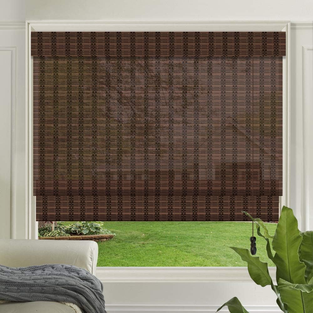 LETAU Wood Window Roman Shades, Bamboo Light Filtering Window Blinds for Indoor Home, Office