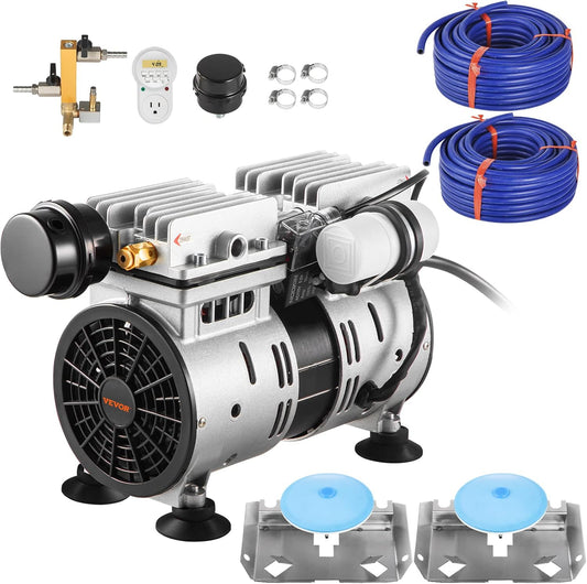VEVOR Pond Aerator, 550W Power, 5.2CFM for Up to 3 Acre 50' Lake, Includes 3/4 HP Compressor & 2