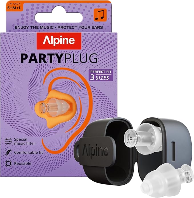 Alpine PartyPlug Concert Ear Plugs with 19dB Noise Reduction - Reusable Hearing Protection for