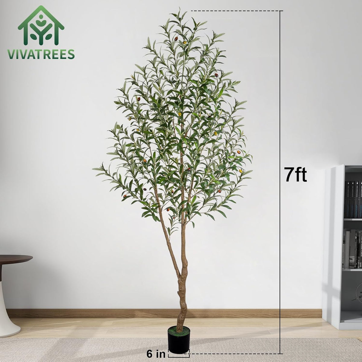 7FT Olive Tree Artificial Indoor, 84in Tall Faux Olive Tree with Pot, Fake Potted Tree with Fruits