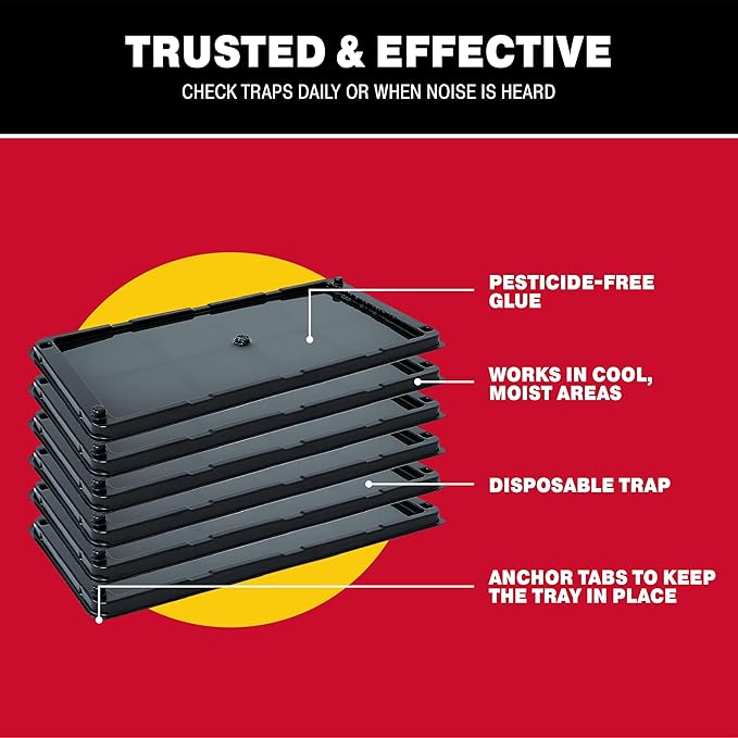 Catchmaster Rat & Mouse Glue Traps with Sticky Putty 6Pk, Large Bulk Glue Board, Rat & Mouse Traps