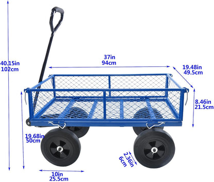 Heavy-Duty Solid Tire Garden Dump Cart - 4.86 cu. ft. Yard Wagon Cart with 600 LBS Capacity &
