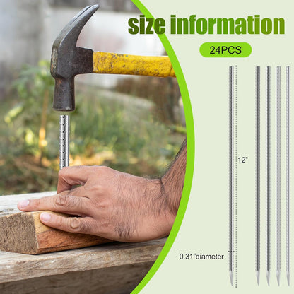 Gisafai 12 Pcs 12 Inch Ground Rebar Stakes Metal Heavy Duty Stakes Ground Landscape Anchors Spike