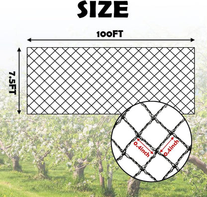 Meanchen Bird Netting 7.5x100 Ft, 1/2 in Mesh Heavy Duty Garden Netting for Plants, Fruit Trees