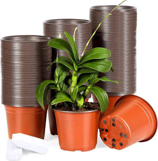 200 Pack 6 Inch Plastic Nursery Pots for Plants, Seedling Pots Succulent Pots Flower Pots with