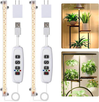 LED Grow Light Strips for Indoor Plants Full Spectrum 3500K, 96 LEDs Plant Light Bar with 3/9/12H