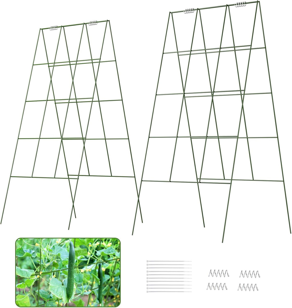 DOEWORKS Cucumber Trellis, 39" High Foldable A Frame Garden Trellis, 2 Pack, Plant Support for