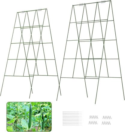 DOEWORKS Cucumber Trellis, 39" High Foldable A Frame Garden Trellis, 2 Pack, Plant Support for