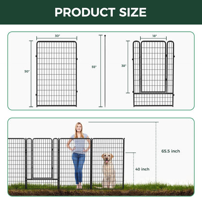 FXW Garden Fence Outdoor for The Yard – 50in(H) x 41.7ft(L) Heavy Duty Metal Animal Barrier for Dog