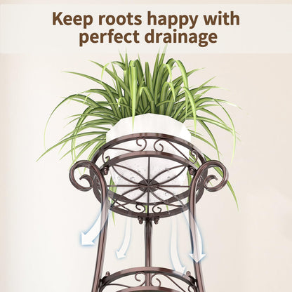 LASZOLA 3 Tier Bronze Metal Plant Stand for Multiple Large Planters Indoor Outdoor Organizer, Heavy