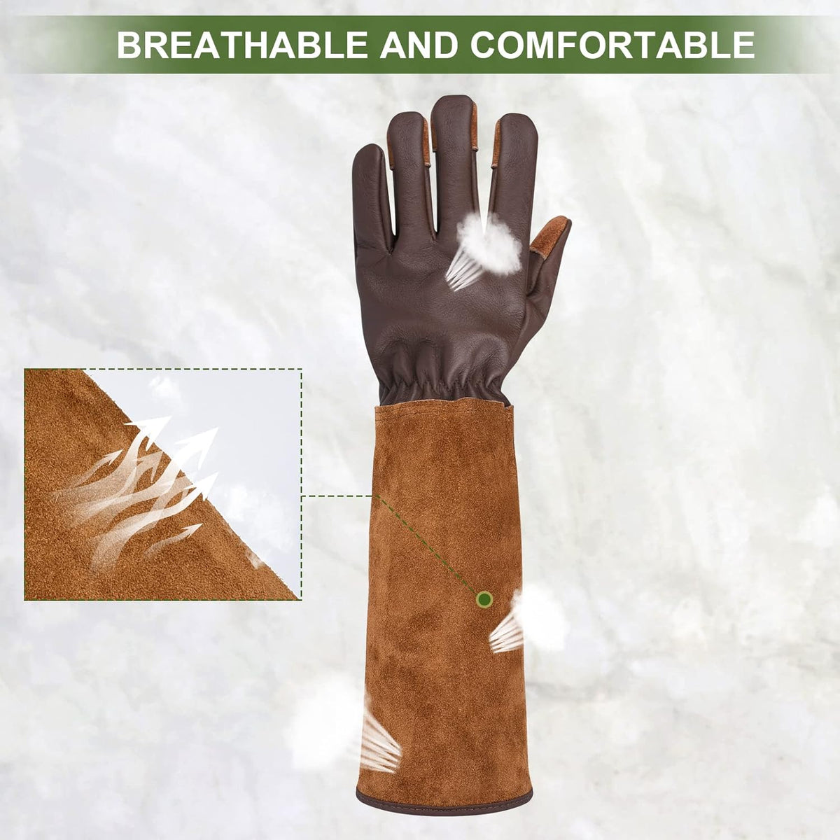 Long Gardening Gloves for Women Thorn Proof,Rose Pruning Cowhide Leather Garden Gloves for Cactus