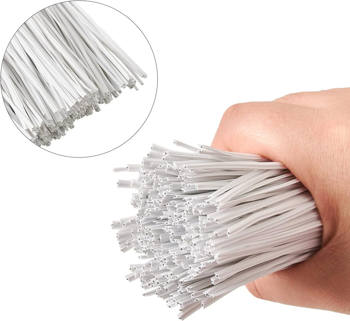 300 pcs 5 inches White Plastic Twist Ties, Cable Ties, for Bags, Gardening Tools