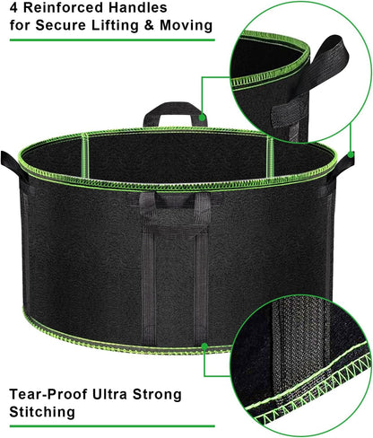 Grow Bags of 3-Pack 50 Gallon, Garden Planter Bags with Handles, 320GThickened Nonwoven Fabric