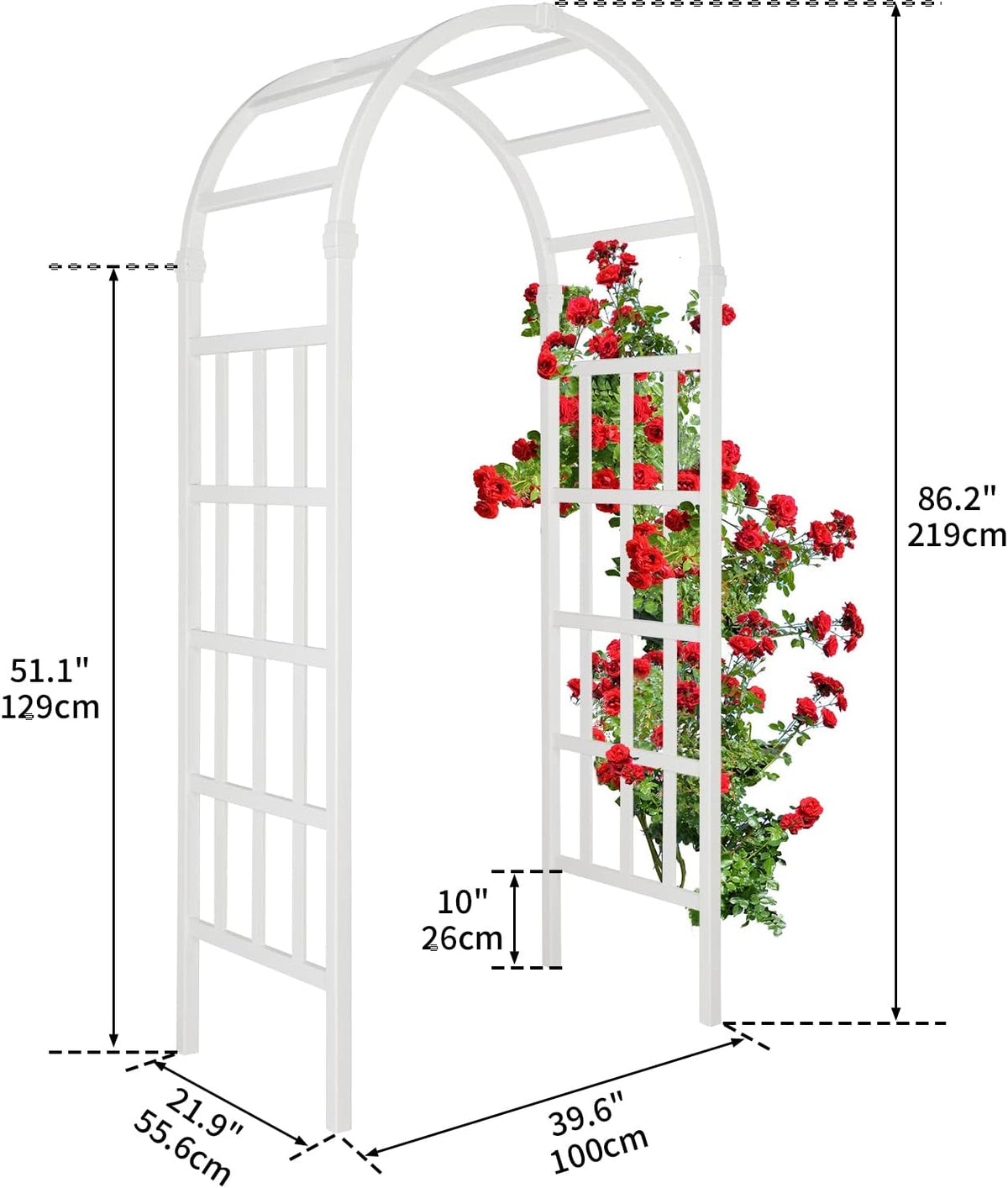 VINGLI Vinyl Garden Arbor, PVC Wedding Arch for Ceremony Party, Garden Trellis for Climbing Plants