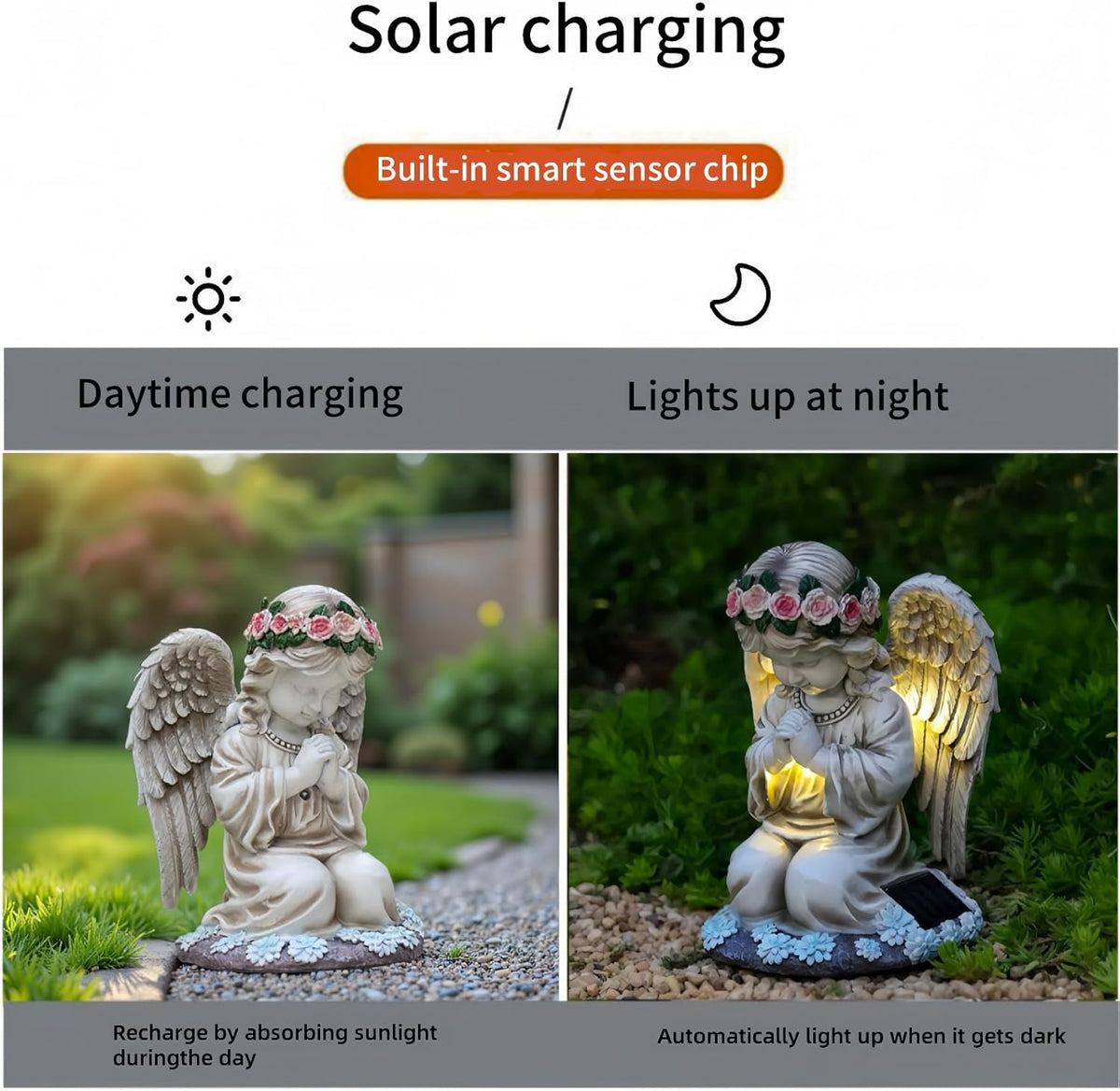 Solar Angel Garden Statue,Figurines Outdoor Decor,Outdoor Solar Statue with LED Lights for