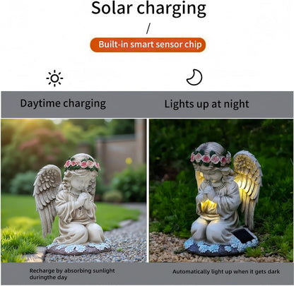 Solar Angel Garden Statue,Figurines Outdoor Decor,Outdoor Solar Statue with LED Lights for