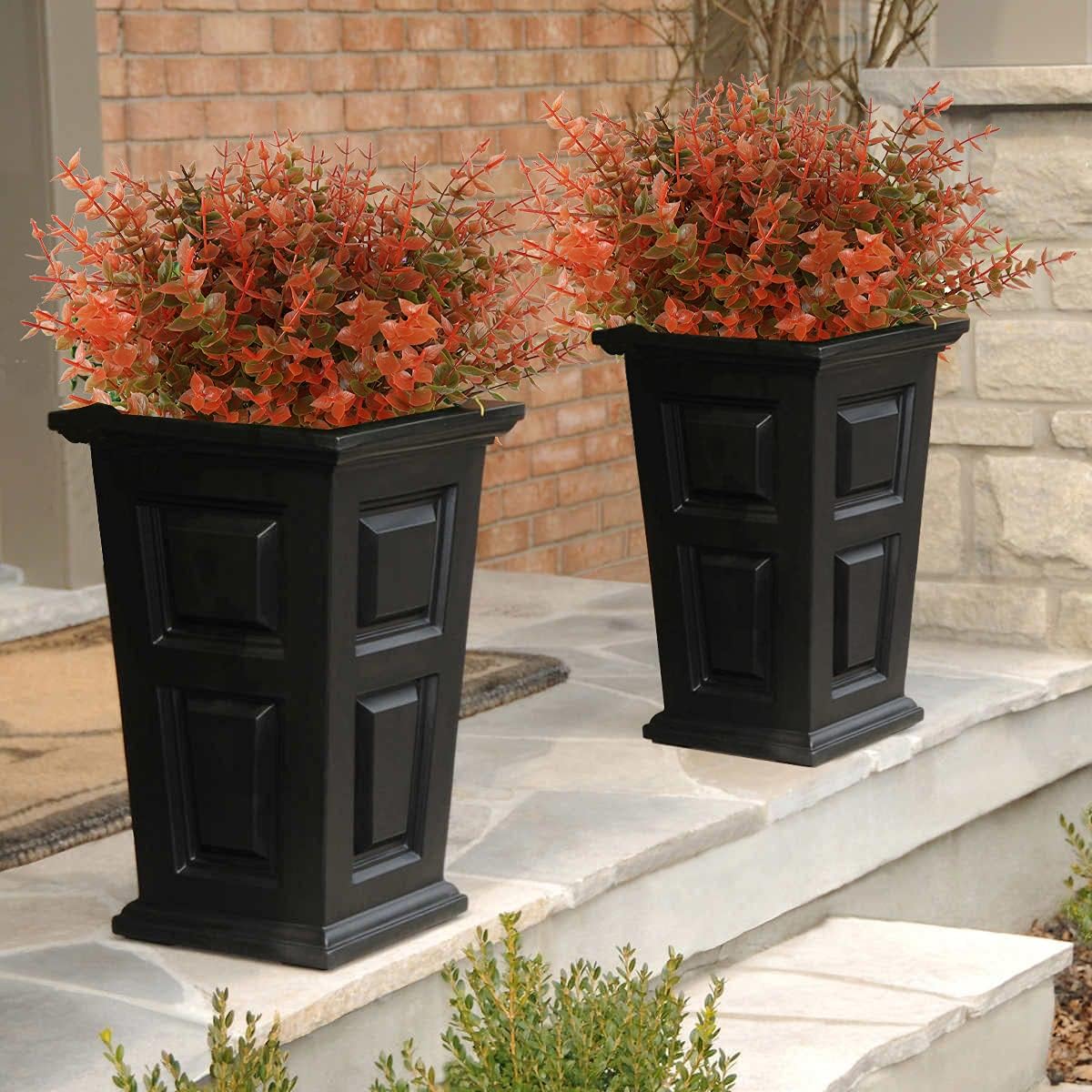 RECUTMS 8 Bundles Artificial Fall Flowers No Fade Faux Autumn Plants, Fake Indoor Outdoor Greenery