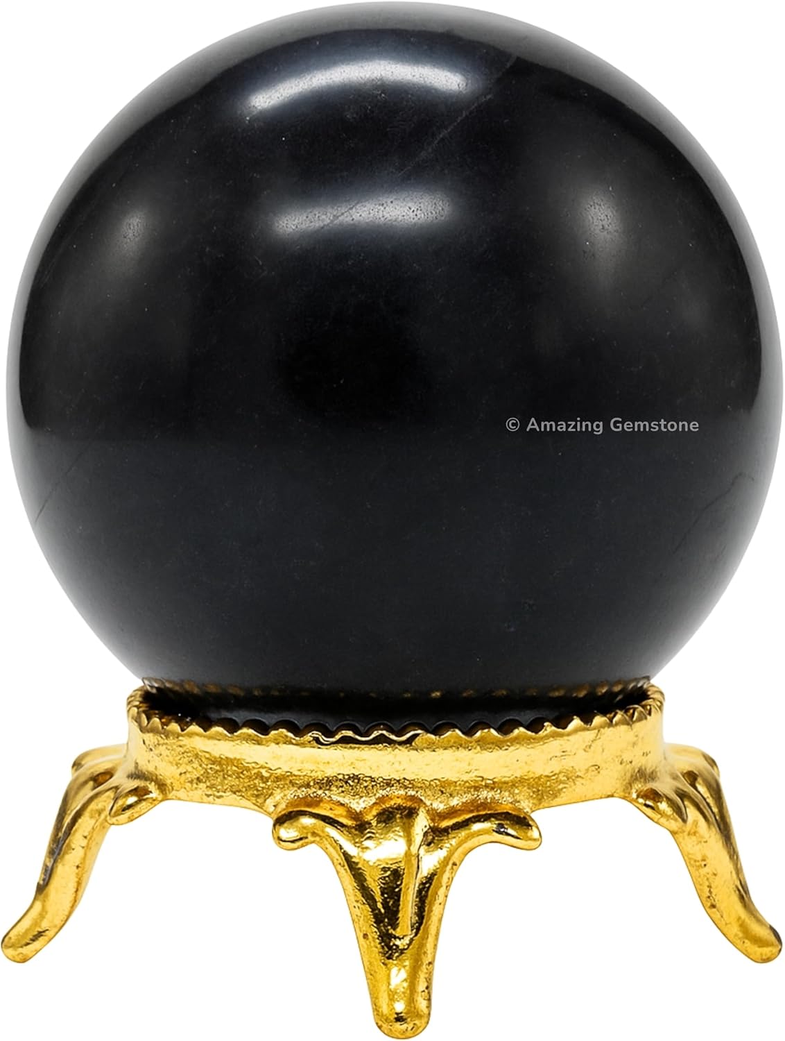 Amazing Gemstone Shungite Crystal Ball with Stand - 2 Inches Crystal Sphere Meditation Balls for