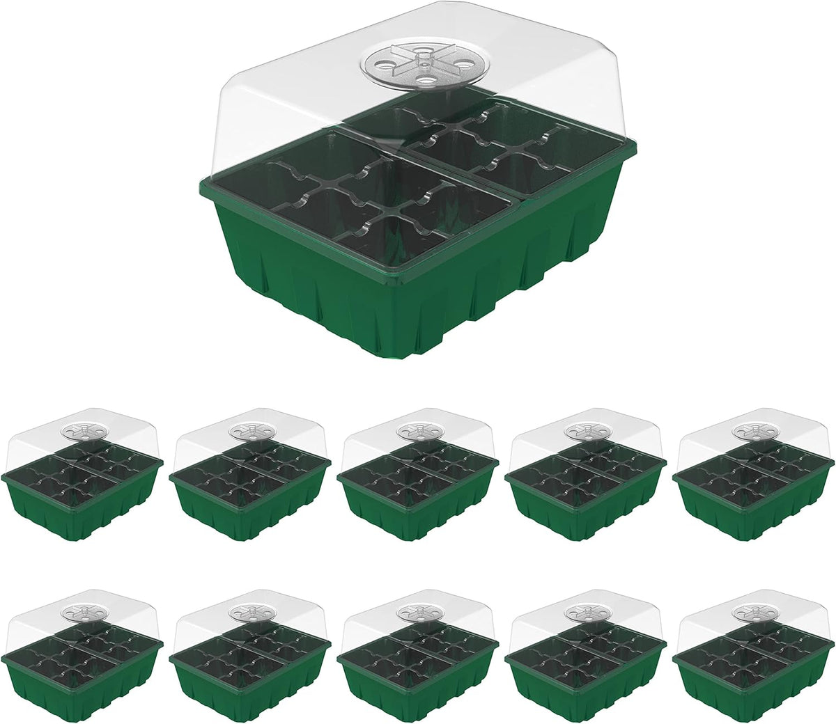Gardzen 10-Set Garden Propagator Set, Clear Seed Tray Kits with 120-Cell, Seed Starter Trays with