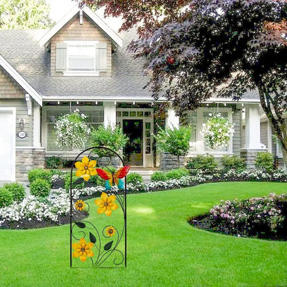 YEAHOME Garden Decor for Outside, 34" Flower Butterflies Decorative Garden Stakes for Spring Garden