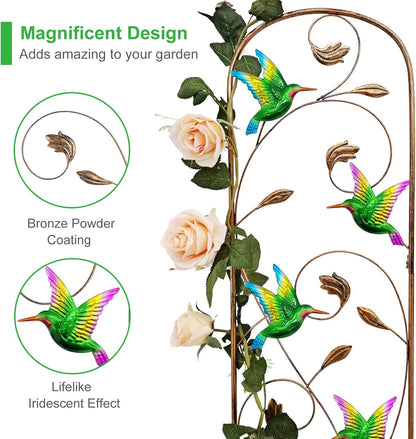 SUNNYPARK Set of 2 Hummingbird Metal Garden Trellis for Climbing Plants, Decorative Vegetables