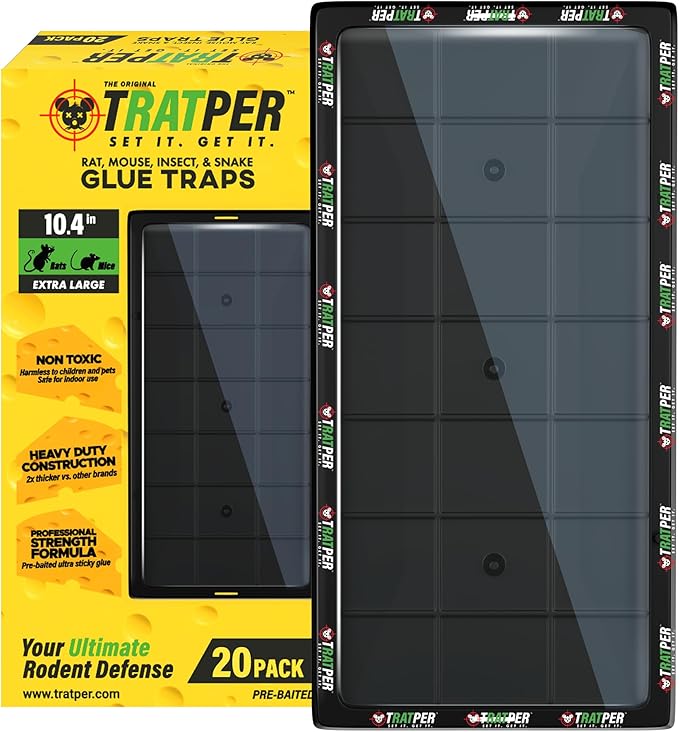 Glue Traps for Mice,Rat,Mouse,Snake,Lizard,Insect. 20 Pack. Extra Strength,Pre-Baited