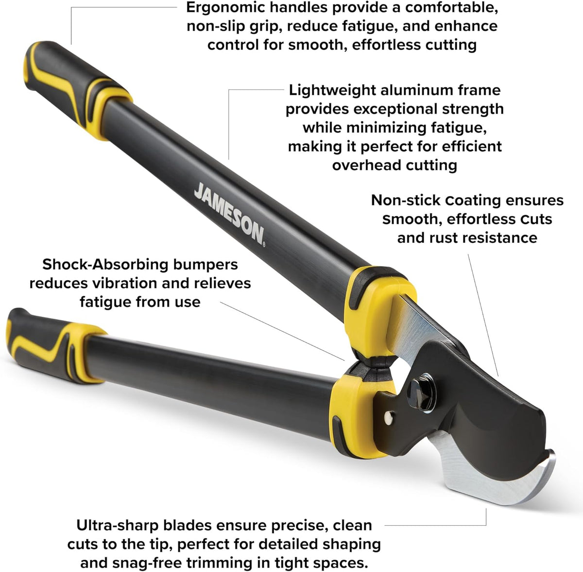 Jameson Heavy-Duty 29″ Bypass Lopper | 1-3/4″ Cutting Capacity | Non-Stick Blade | Aluminum Frame |