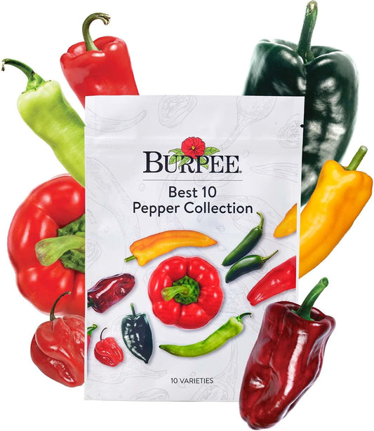 Burpee Best Collection | 10 Packets of Non-GMO Fresh Mix of Hot Pepper & Sweet Varieties |