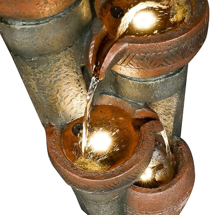 5 -Tier Outdoor Garden Water Fountain Decor, Resin Fountain for Garden, Floor Patio, Deck, Porch
